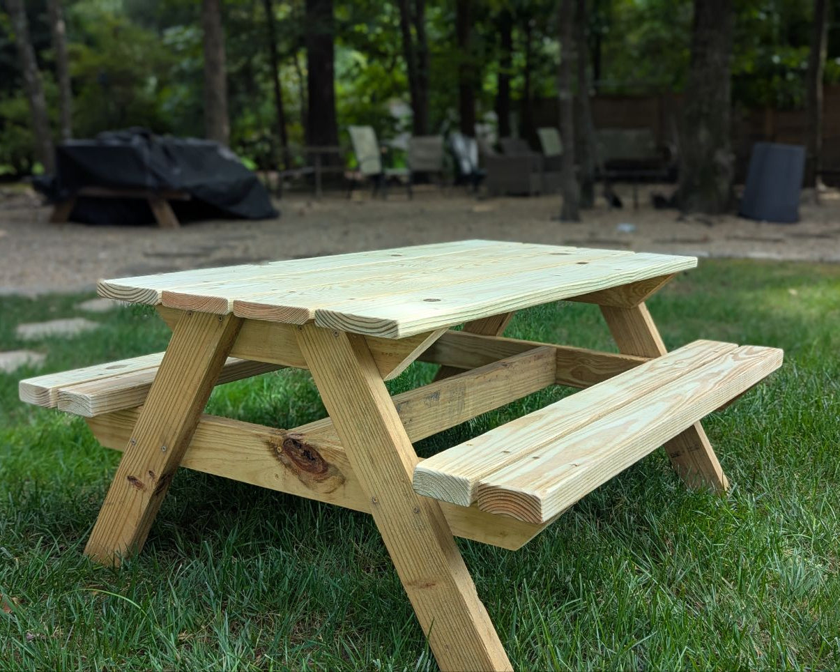 Outdoor kids wood picnic table