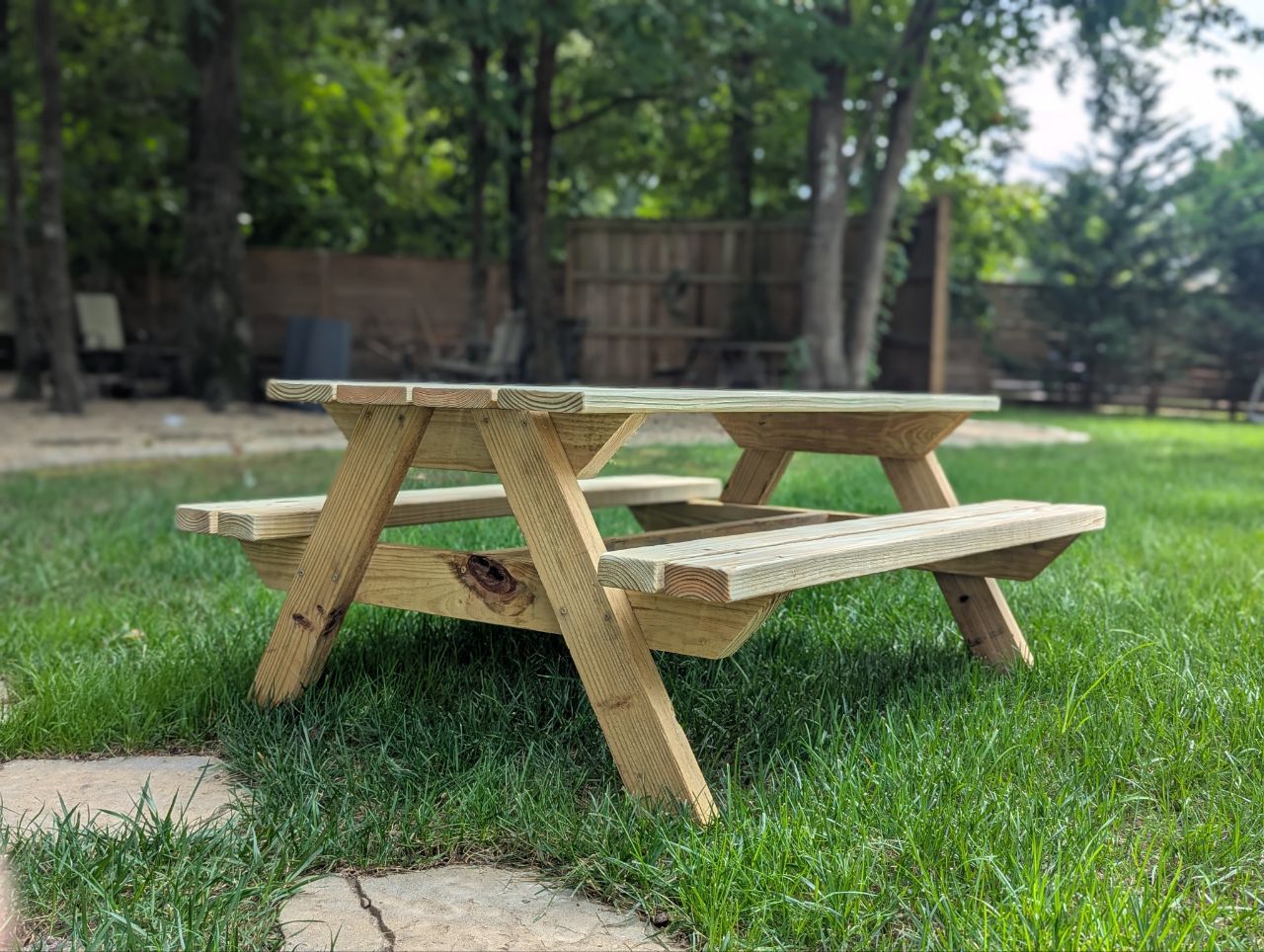 Outdoor kids wood picnic table